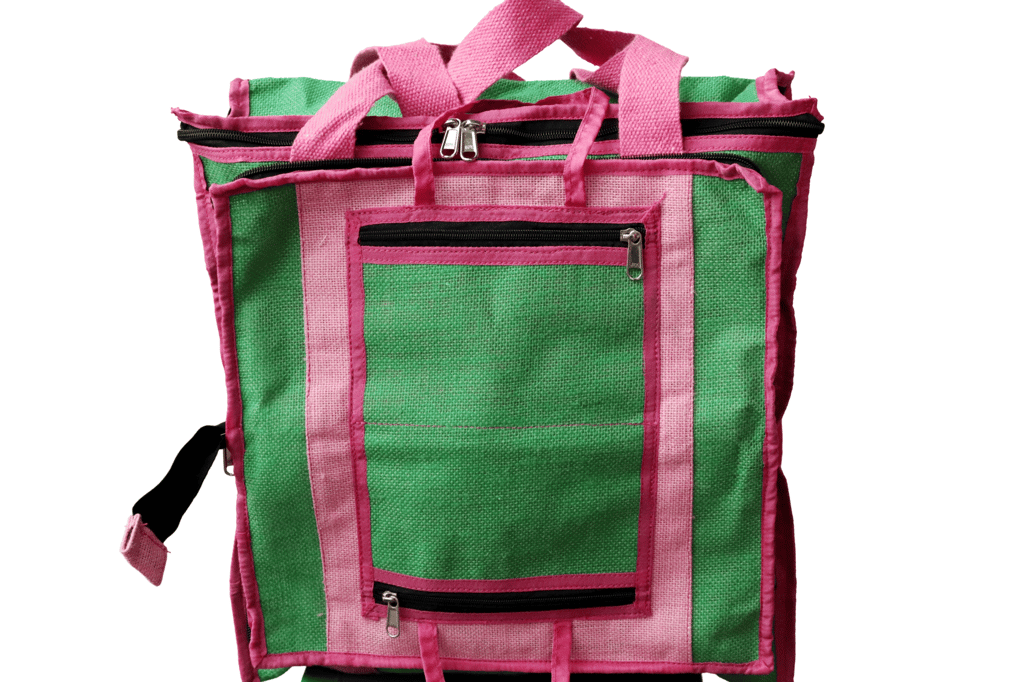  **Title:** Stylish and Eco-Friendly Jute and Canvas Bag with Adjustable Shoulder Strap and Multiple Compartments for Women - Handbags | Buy online on ZillyBuy
