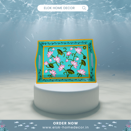 Hand painted pichwai art wooden pista color tray