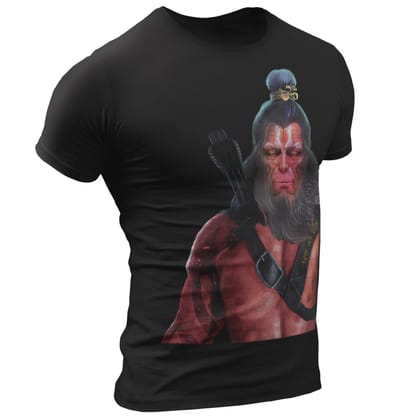 EqualLife Pure Cotton Bio-Washed T-Shirt Chest Printed-God - Warrior Hanuman Design-by ZingerTees--Men-EL9120118-M