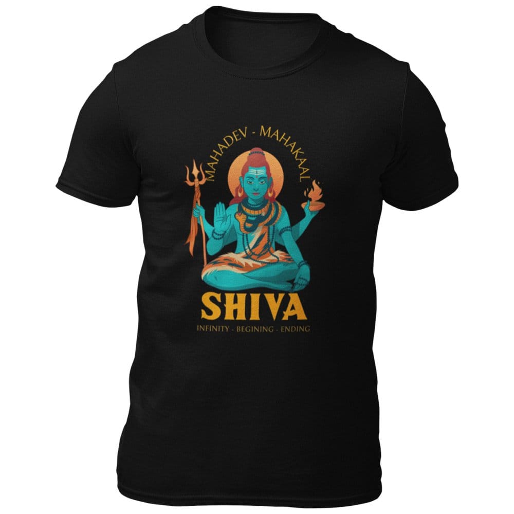 EqualLife Pure Cotton Bio-Washed T-Shirt Chest Printed-God - Shiva - 1 - Infinty Beginning Ending Design-by ZingerT-Men-EL9120188-M