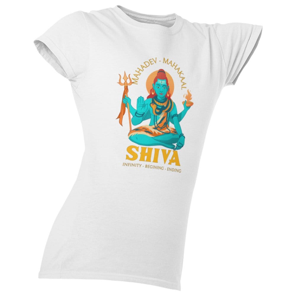 EqualLife Pure Cotton Bio-Washed T-Shirt Chest Printed-God - Shiva - 1 - Infinty Beginning Ending Design-by ZingerTee-Women-EL9120190-F