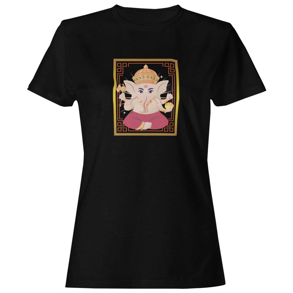 EqualLife Pure Cotton Bio-Washed T-Shirt Chest Printed-God - Ganesha - 2 - Avighna: Remover of Obstacles Design-by ZingerTees-Women-EL9120209-F