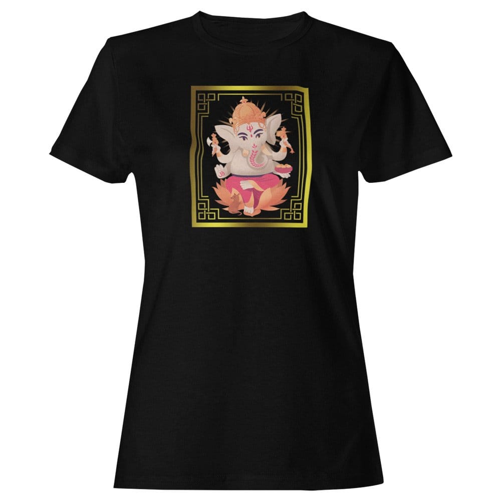 EqualLife Pure Cotton Bio-Washed T-Shirt Chest Printed-God - Ganesha - 4 - Kripalu: Merciful Lord Design-by ZingerTees-Women-EL9120211-F