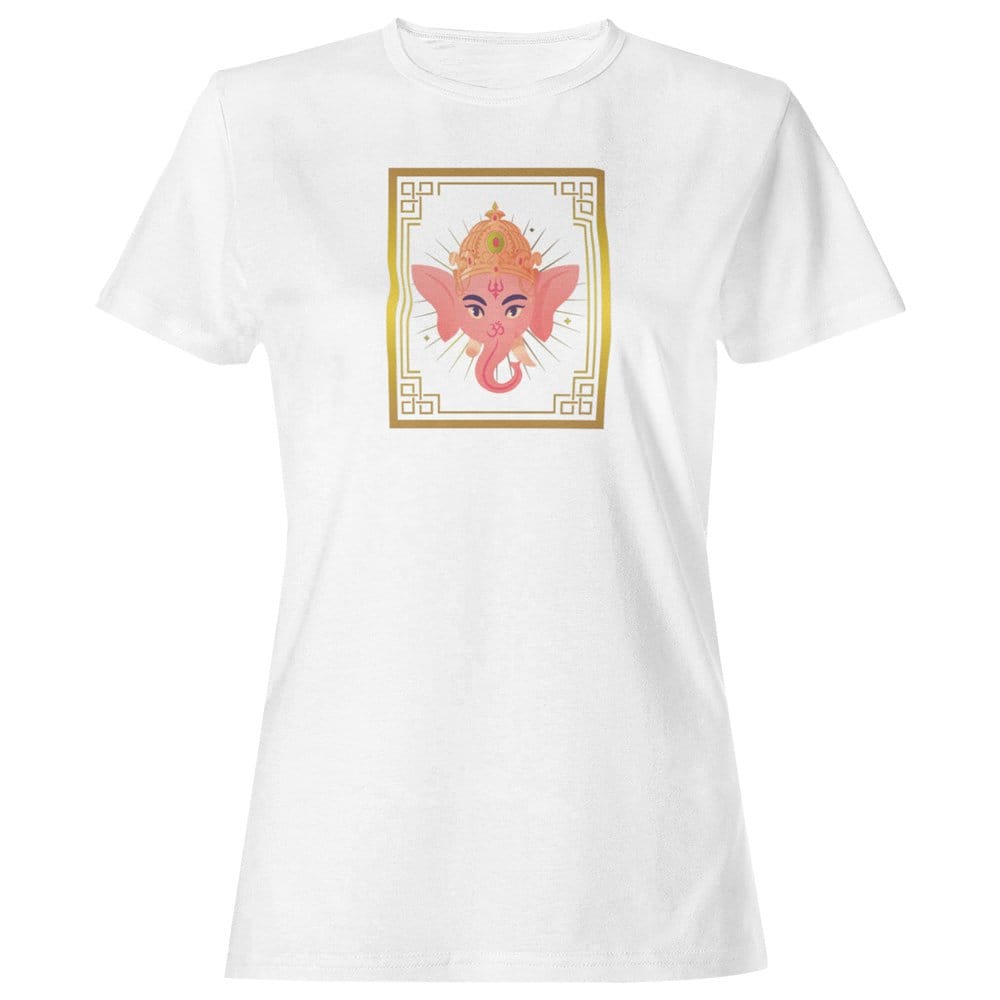 EqualLife Pure Cotton Bio-Washed T-Shirt Chest Printed-God - Ganesha - 5 - Mahabala: Enormously Strong Lord Design-by ZingerTees-Women-EL9120212-F
