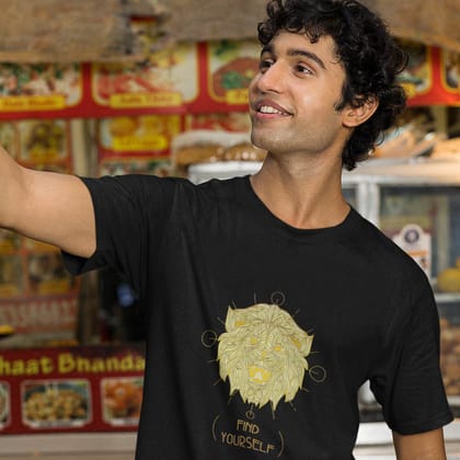 EqualLife Pure Cotton Bio-Washed T-Shirt Chest Printed-Mandala Design with Inspirational Ancient Indian Vedic Quotes -2-by ZingerTees-Men-EL9120193-M