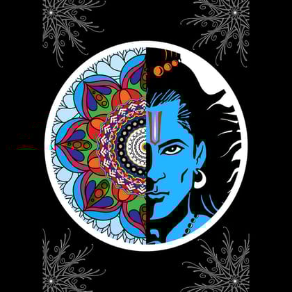 EqualLife Pure Cotton Bio-Washed T-Shirt Chest Printed-Lord Ram Mandala-by ZingerTees-Men-EL9120047-M