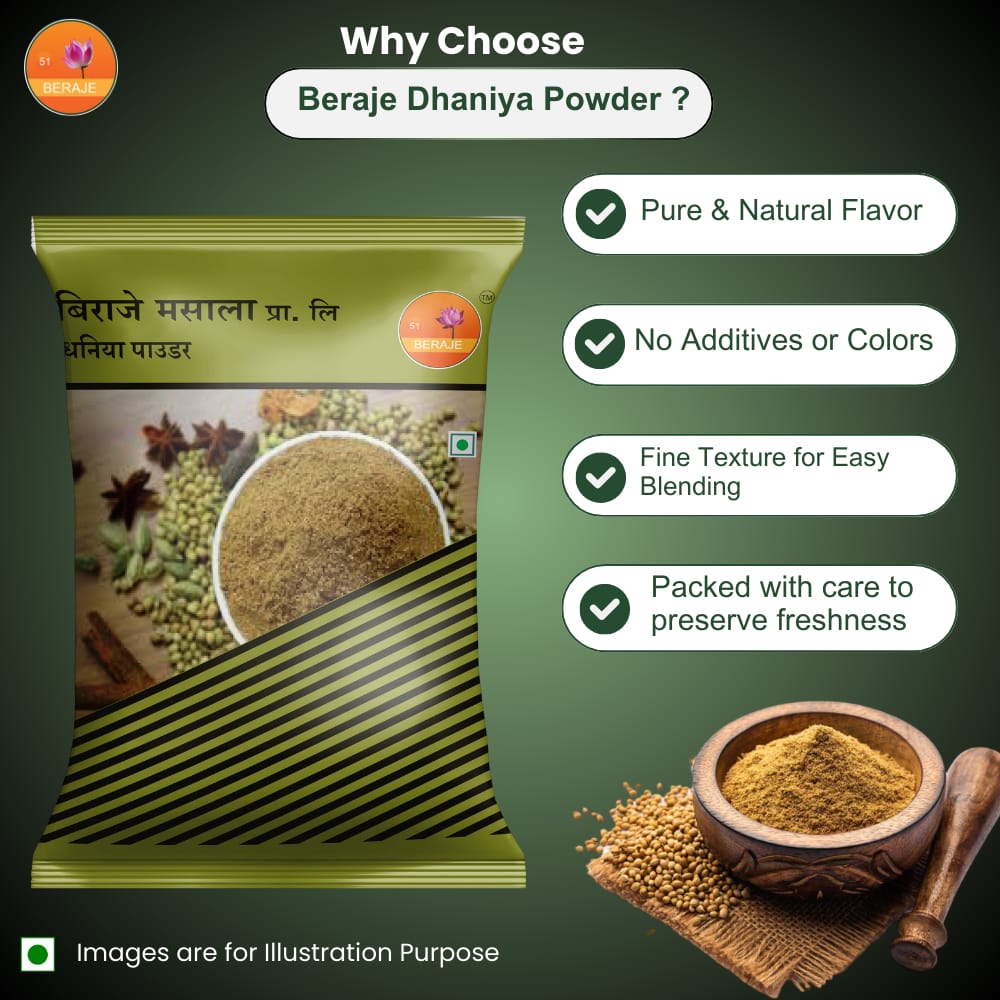 Beraje Organic Coriander Powder 15 G Pack, Combo of 30 Pcs