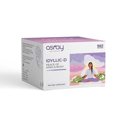 Asray Naturals Idyllic-D | Ayurvedic Wellness Tablets | Stress Relief | Anxiety Relief| Sleep Disorder|Rejuvenates Mind & Body - 100 Tablets