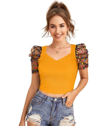 Women's Western Wear Hosiery Crop Top (Yellow) PID40716
