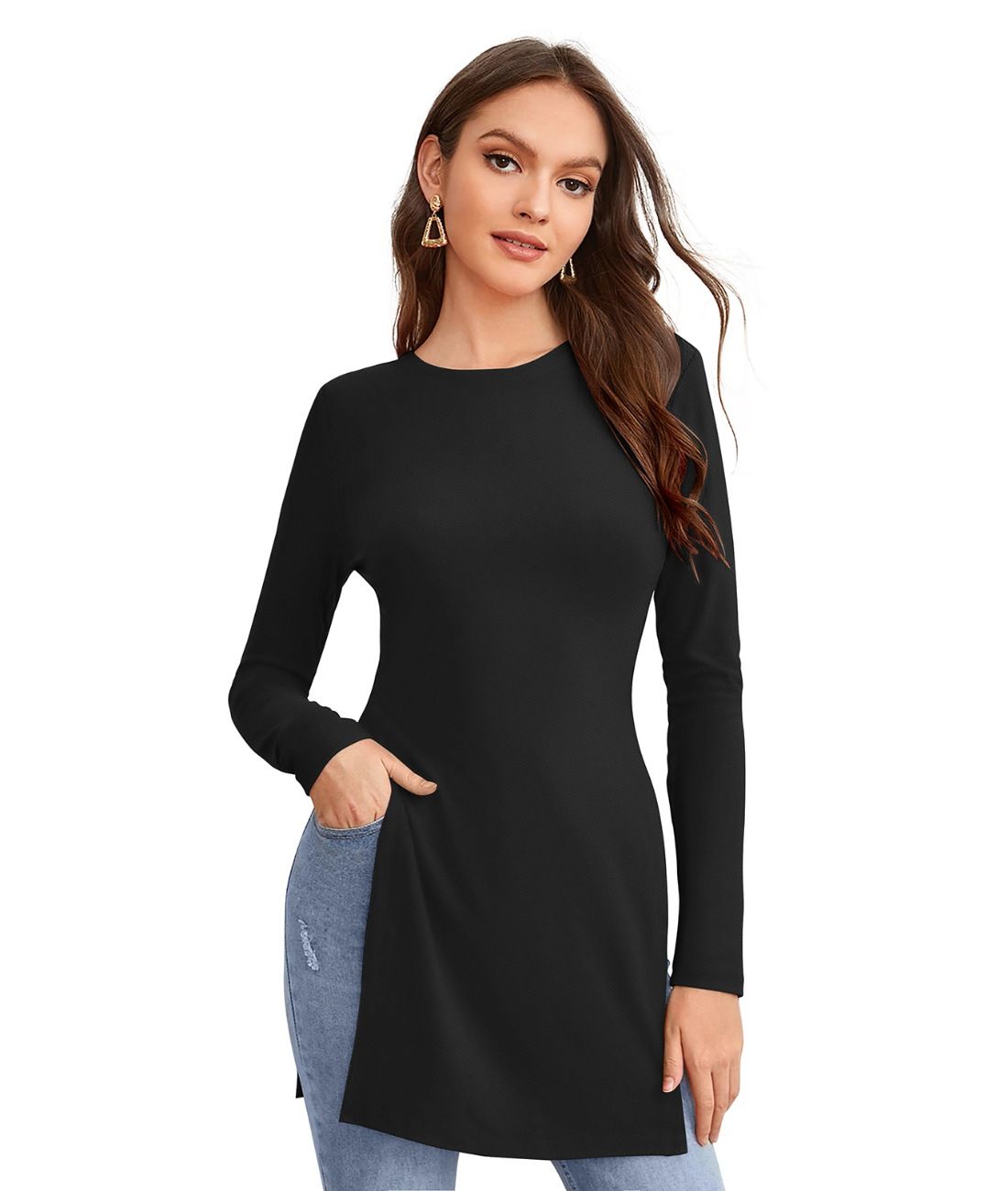 Women's Western Wear Hosiery T Shirts (Black) PID40728