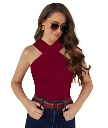 Women's Western Wear Hosiery T Shirts (Maroon) PID40732