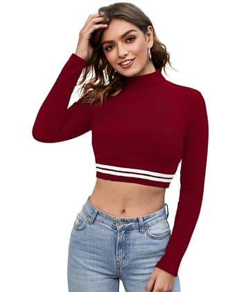 Women's Western Wear Hosiery Crop-Top (Maroon) PID40741