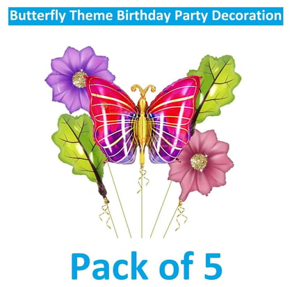 Butterfly Theme Birthday Party Decoration Foil Balloons (Pack of 5Pcs)