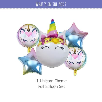 Unicorn Head Foil balloon for Theme party (pack of 5)