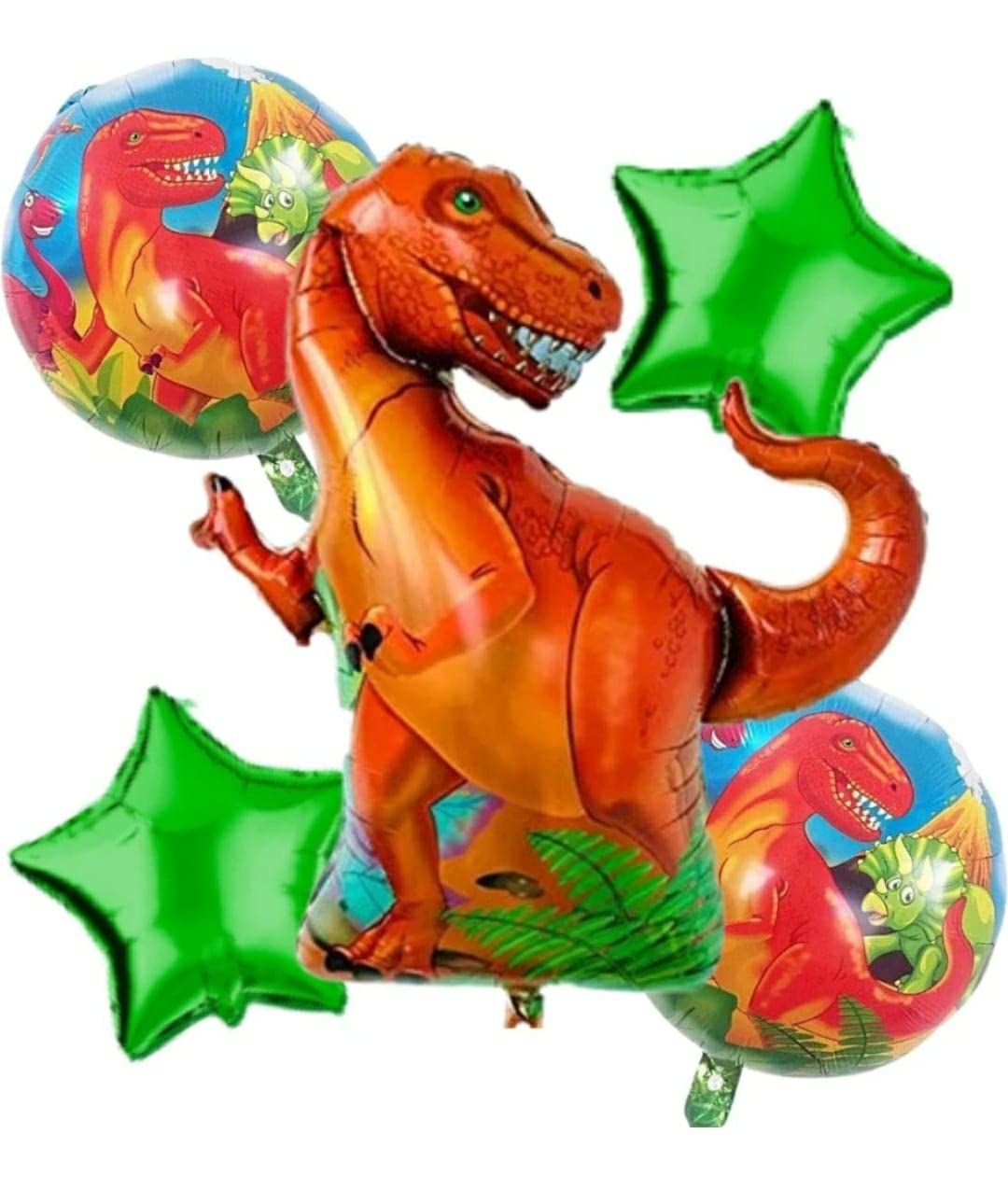 Jungle Theme Dinosaur Foil Balloons for Birthday Decoration - Pack of 5 Pcs