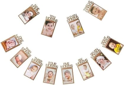 1st Birthday 12 Cards Monthly Photo Banner for Baby Girl or Baby Boy's First Birthday