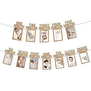 1st Birthday 12 Cards Monthly Photo Banner for Baby Girl or Baby Boy's First Birthday