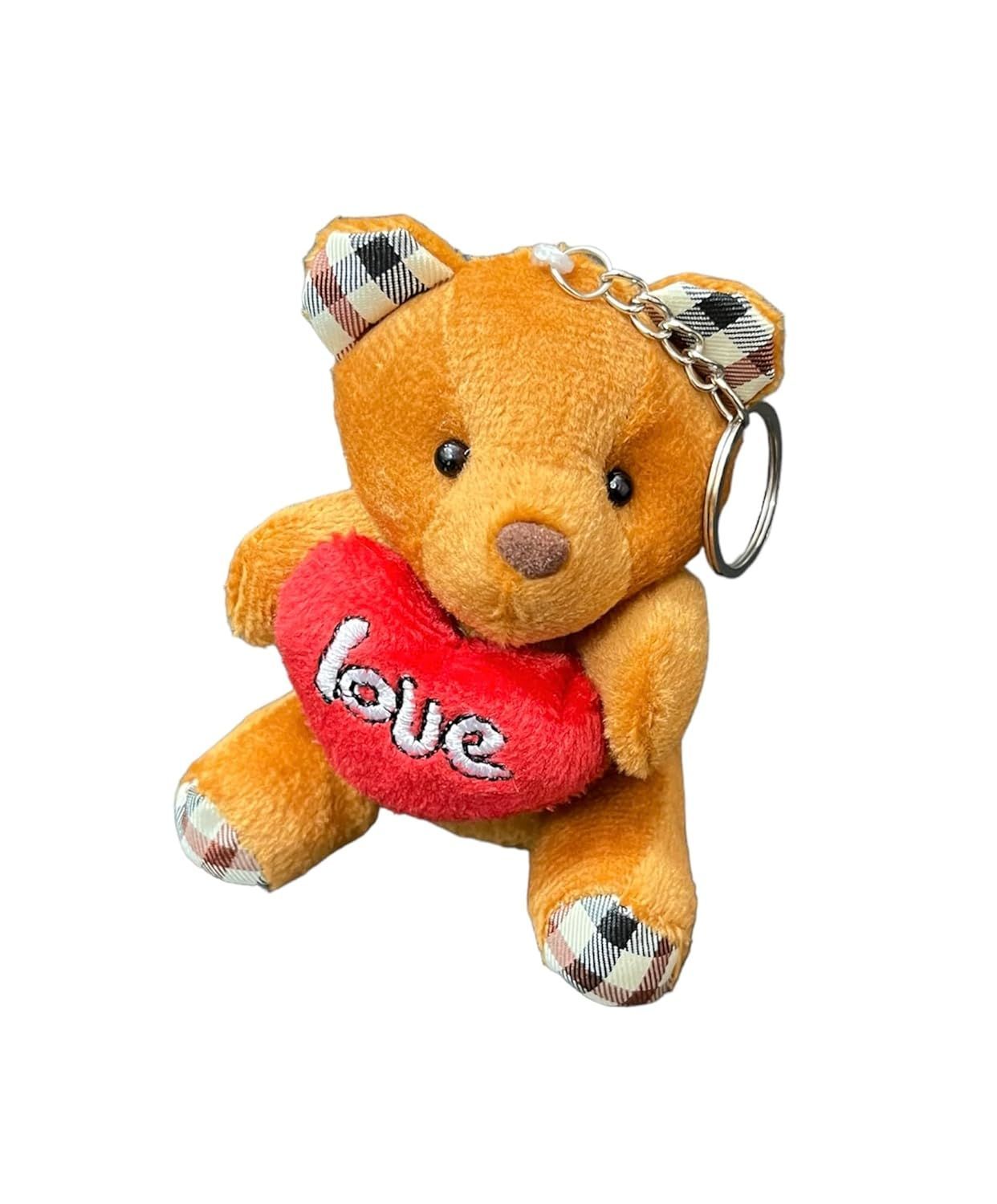 Teddy Bear With Red Heart Keychain