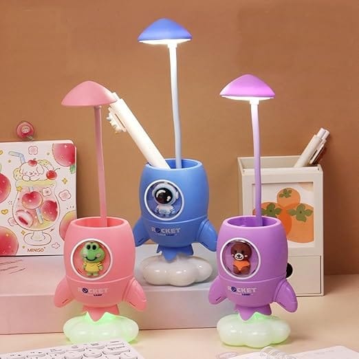 Kids 3 in 1 Table lamp with Pen Holder and Mobile Stand - Multipurpose LED Lamp with Color Changing Mode