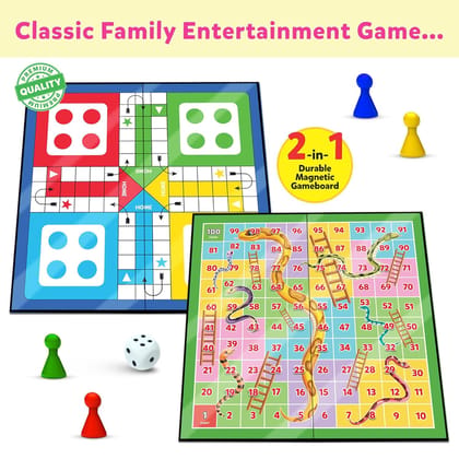 Snakes & Ladders Big Size Board Game | 14”x14” Foldable Game Board with Dice | 2-in-1 Board Game
