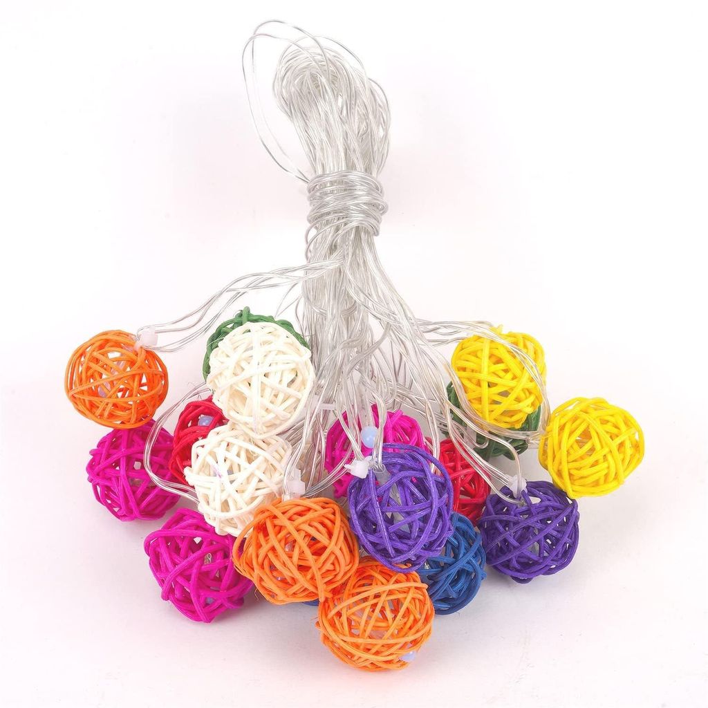 Multicolor Rattan Balls for Indoor & Outdoor Decoration (Pack of 10) - Party and Festive Needs | Buy online on ZillyBuy