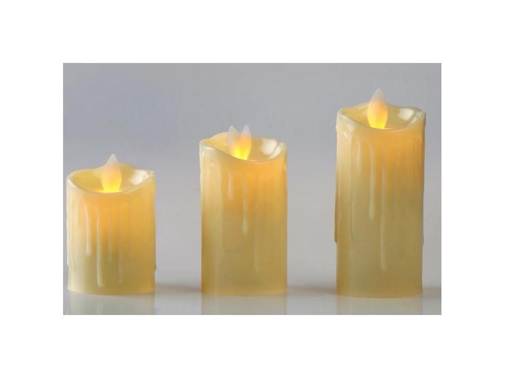 LED Moving Wick Pillar Candle | Pack of 3 | 3", 4" & 5"