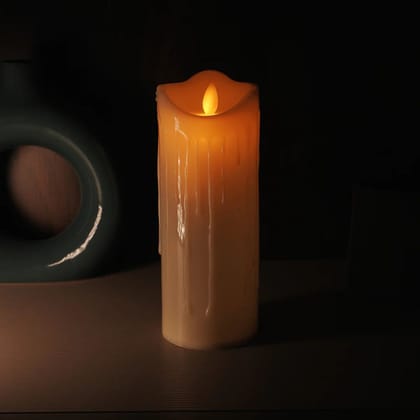 Dripping Ivory - LED Moving Flame Pillar Candle