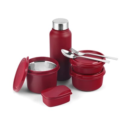 Lunch Box with Bottle, 3 Stainless Steel Containers