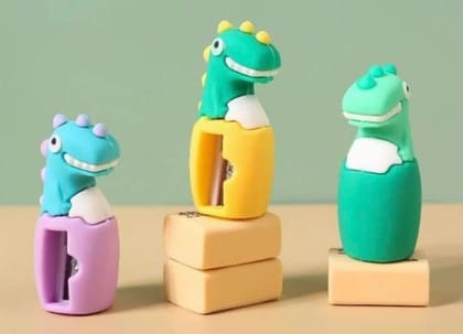Cute Dinosaur Theme Pencil Sharpener for Kids Return Gifts - Set of 3