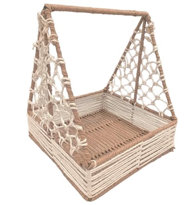 Square Paper Rope Basket With Strong Metal Frame | Hamper Baskets For Gifting | Decorative Baskets And Vegetables