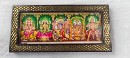 "Exquisite Golden Frame with Hindu Gods and Goddesses