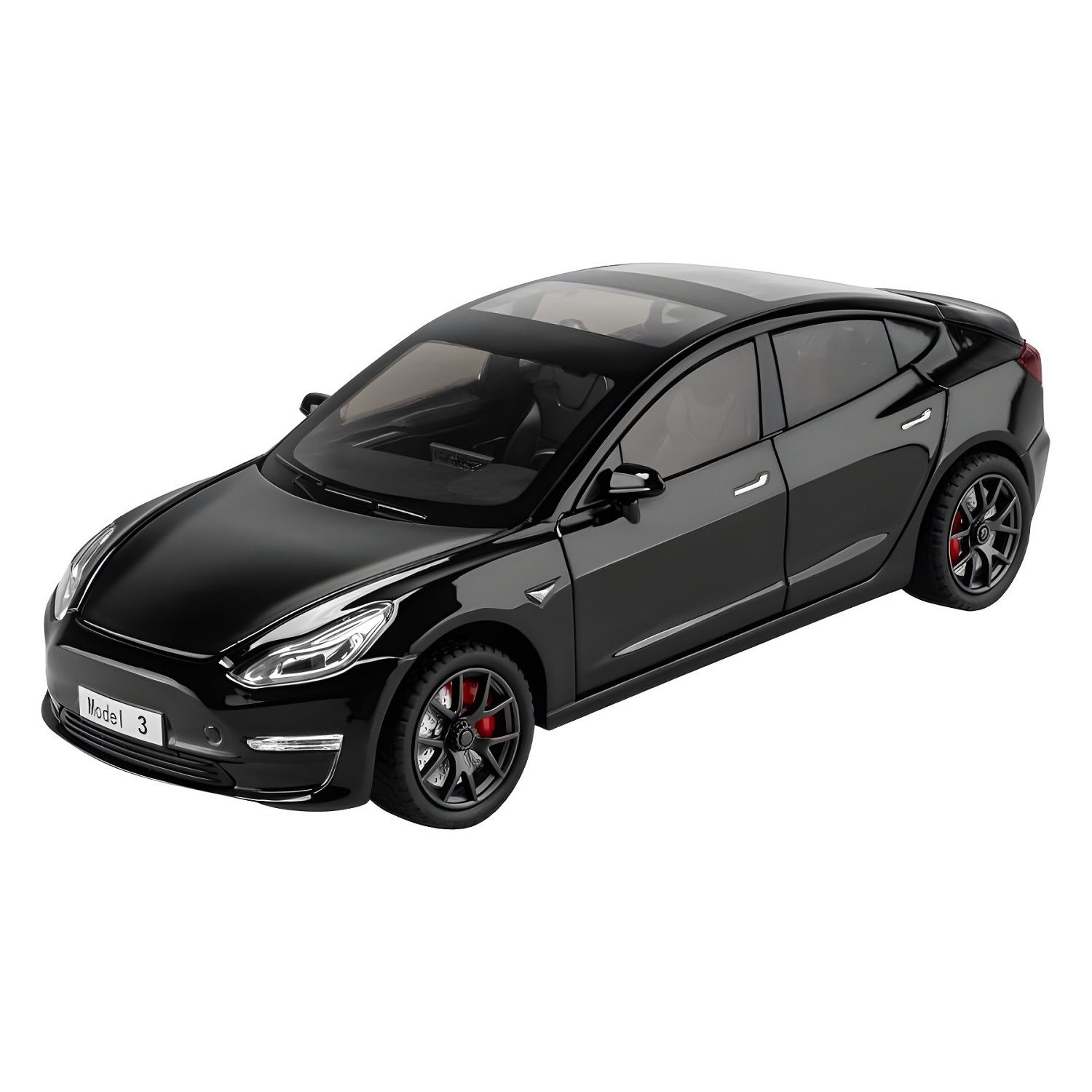 KTRS ENTERPRISE 1:24 tsla MODEL 3 Alloy Metal Pull Back Die-cast Car Model Pull Back car Super Openable Doors Sound and Light Doors & Light Music Boys Toys for Kids