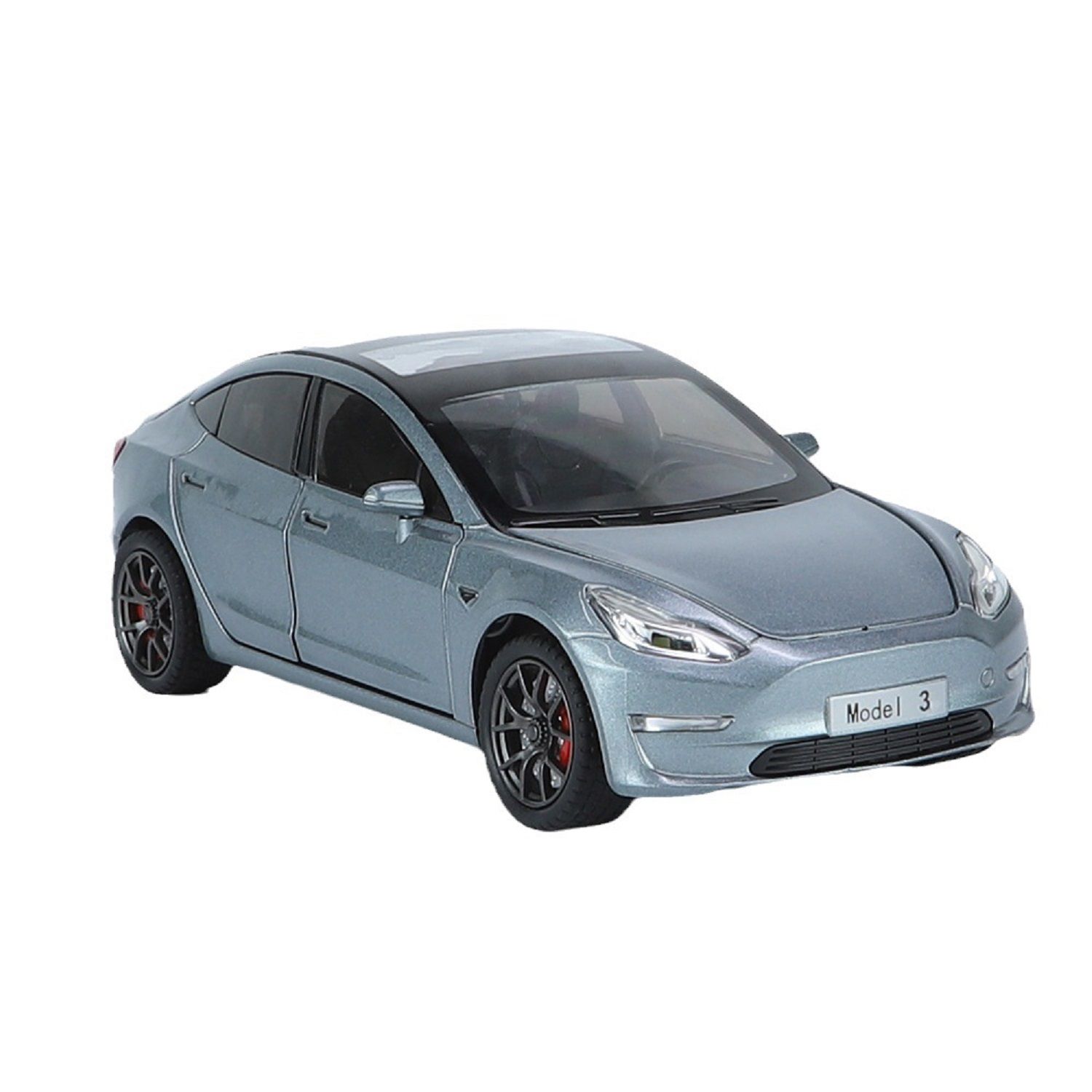 KTRS ENTERPRISE 1:24 tsla MODEL 3 Alloy Metal Pull Back Die-cast Car Model Pull Back car Super Openable Doors Sound and Light Doors & Light Music Boys Toys for Kids