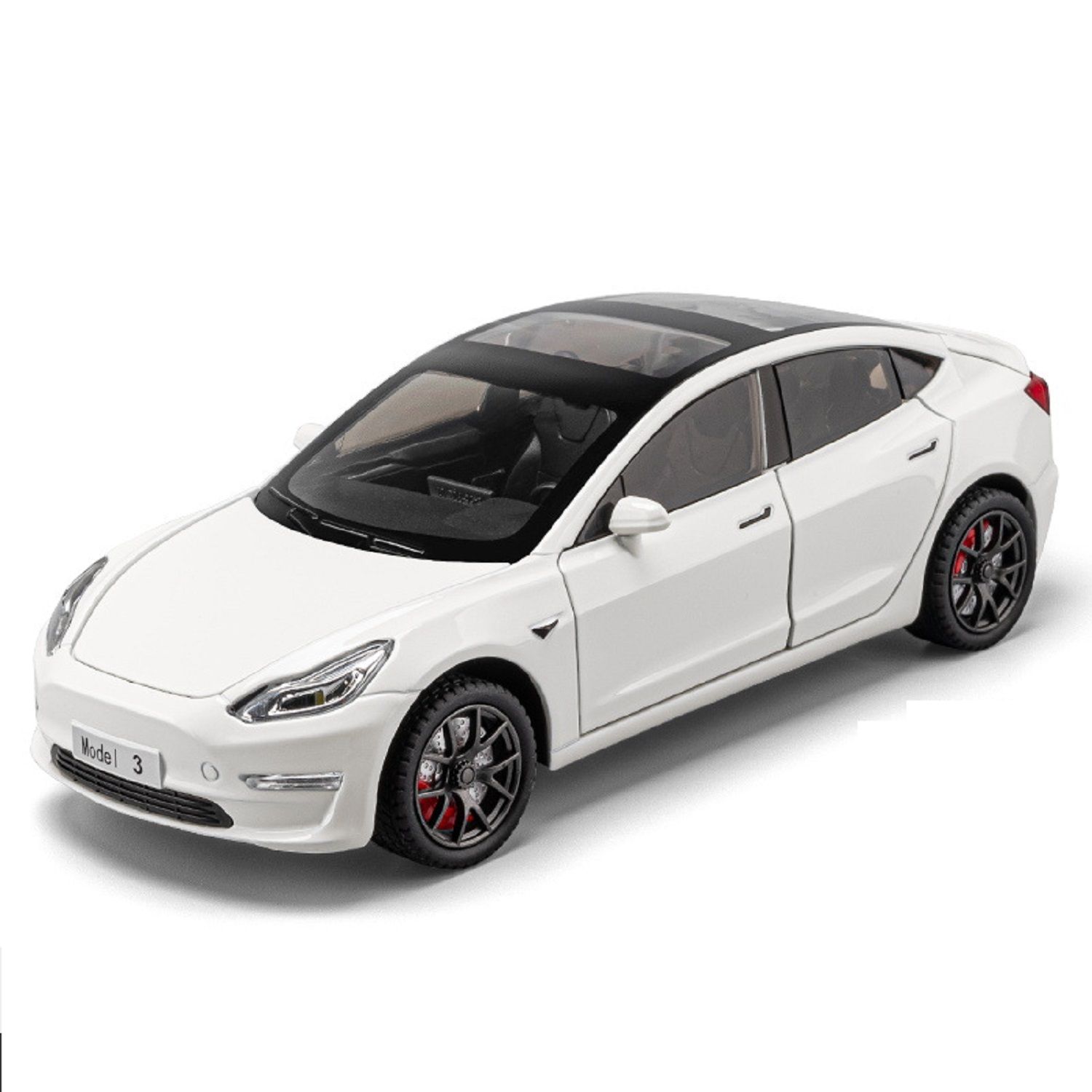 KTRS ENTERPRISE 1:24 tsla MODEL 3 Alloy Metal Pull Back Die-cast Car Model Pull Back car Super Openable Doors Sound and Light Doors & Light Music Boys Toys for Kids