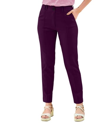 Women's Polyester Solid With Pocket Pant (Wine) PID56715