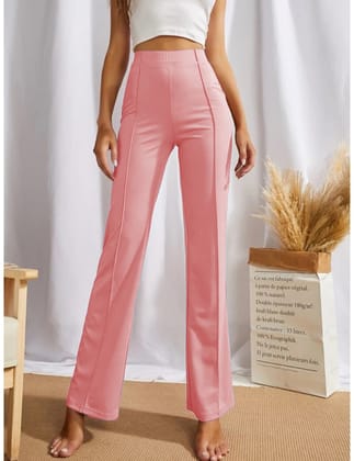 Women's Polyester Solid Regular Fit Pant (Peach) PID56856