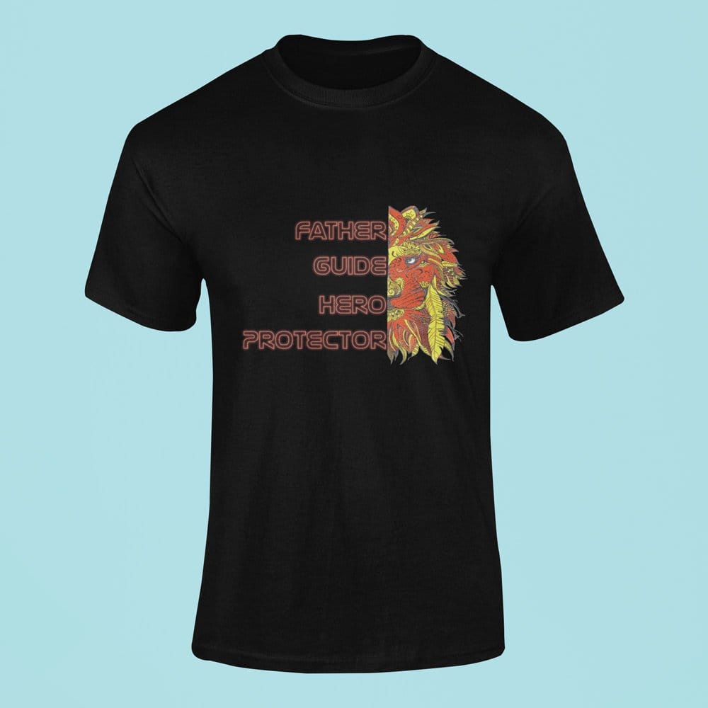 EqualLife Pure Cotton Bio-Washed T-Shirt Chest Printed-Father Guide Hero Protector-by ZingerTees--Men-EL9120066-M