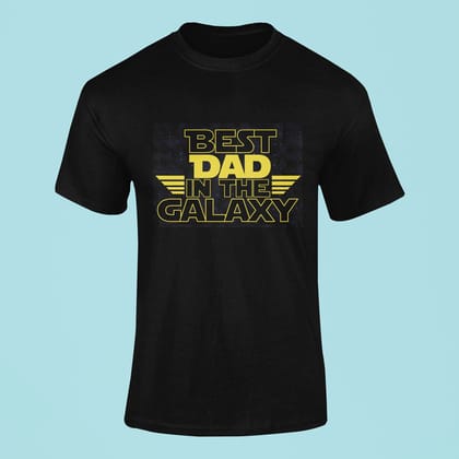 EqualLife Pure Cotton Bio-Washed T-Shirt Chest Printed-Best Dad In the Galaxy Design-by ZingerTees--Men-EL9120069-M