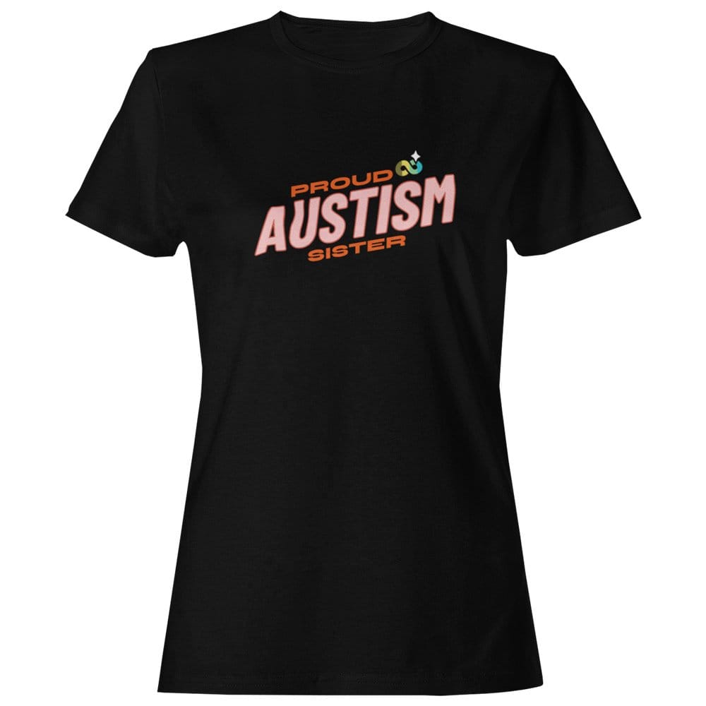 EqualLife Pure Cotton Bio-Washed T-Shirt Chest Printed-Autism Acceptance Series - Proud Autism Sister Design-by ZingerTee-Women-EL9120243-F