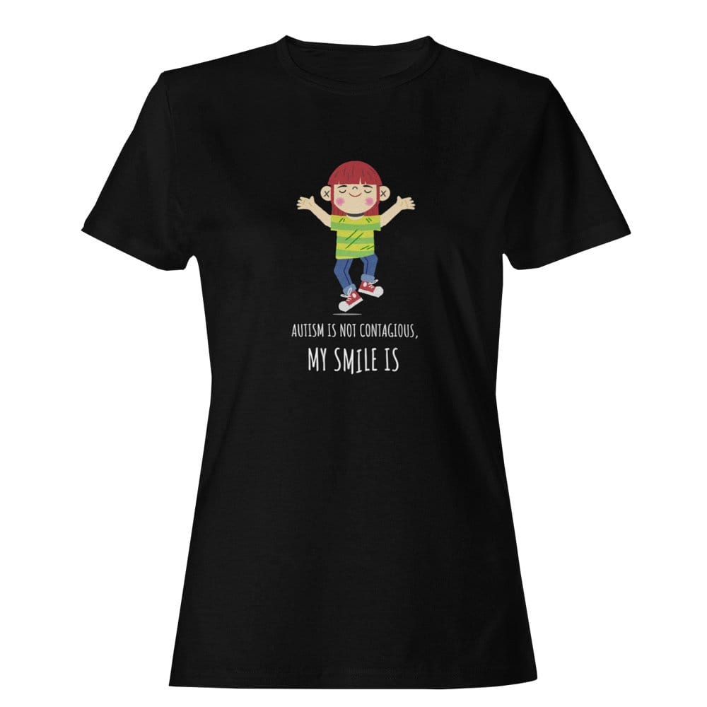 EqualLife Pure Cotton Bio-Washed T-Shirt Chest Printed-Autism Acceptance Series - Autism is not Contagious Design-by ZingerTees-Women-EL9120246-F