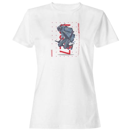 EqualLife Pure Cotton Bio-Washed T-Shirt Chest Printed-Japanese Anime Art Series - 8 - Mecha U27 Urban Stealth Unit Design-by ZingerTees-Women-EL9120222-F