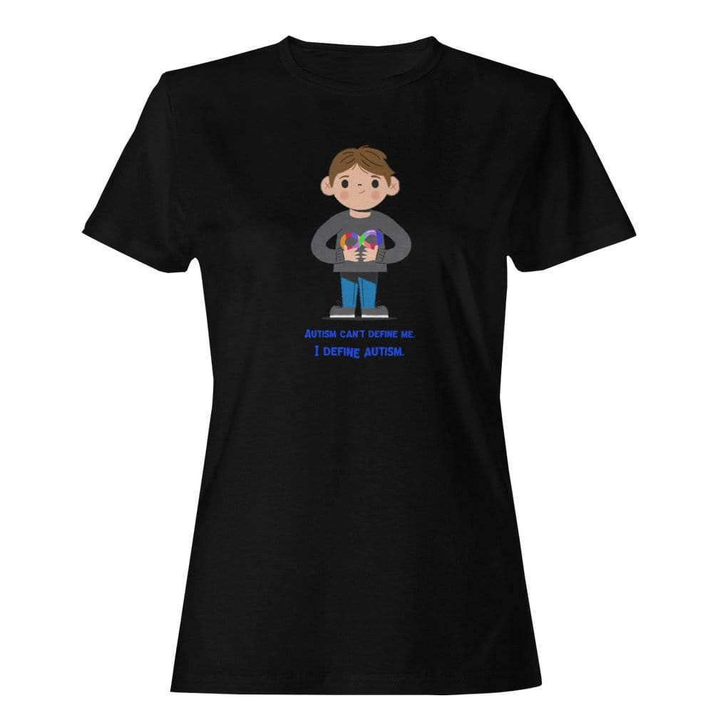 EqualLife Pure Cotton Bio-Washed T-Shirt Chest Printed-Autism Acceptance Series - I Define Autism Design-by ZingerTees-Women-EL9120248-F