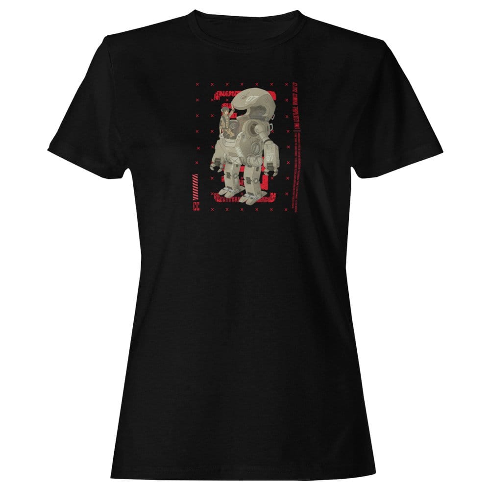 EqualLife Pure Cotton Bio-Washed T-Shirt Chest Printed-Japanese Anime Art Series - 9 - Mecha CC07 Close Combat Unit Design-by ZingerTees-Women-EL9120223-F