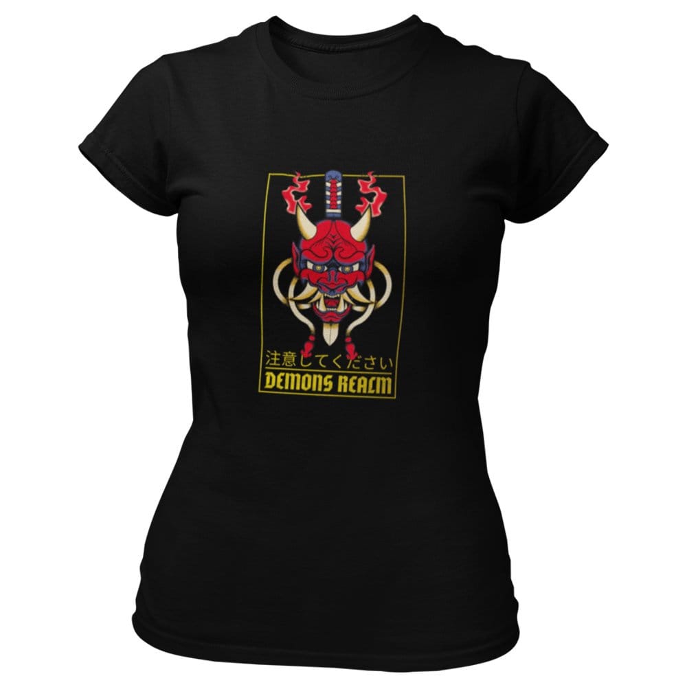 EqualLife Pure Cotton Bio-Washed T-Shirt Chest Printed-Japanese Anime Deamons Realm Design-23-by ZingerTees-Women-EL9120383-F