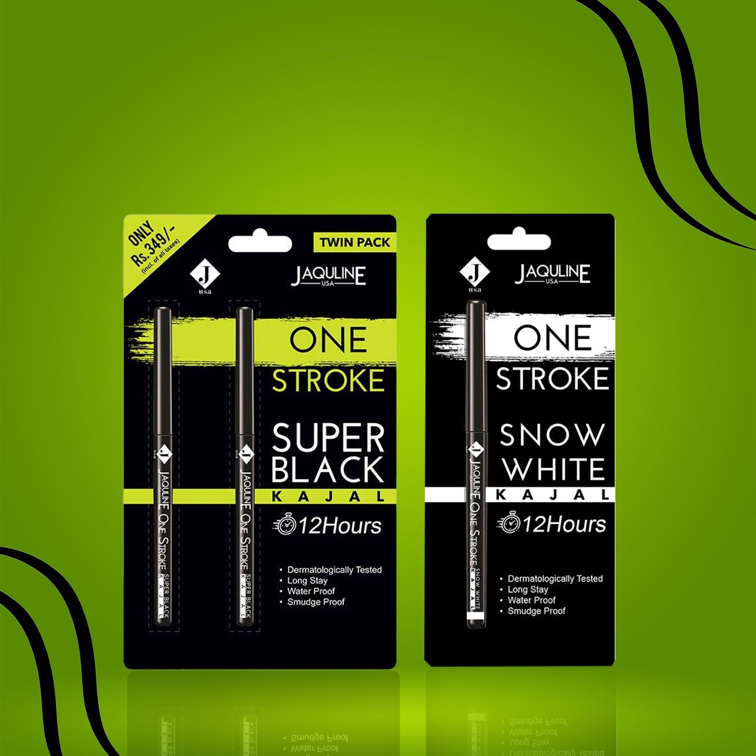 Jaquline USA Twin Pack Black Kajal & Snow white Kajal Combo