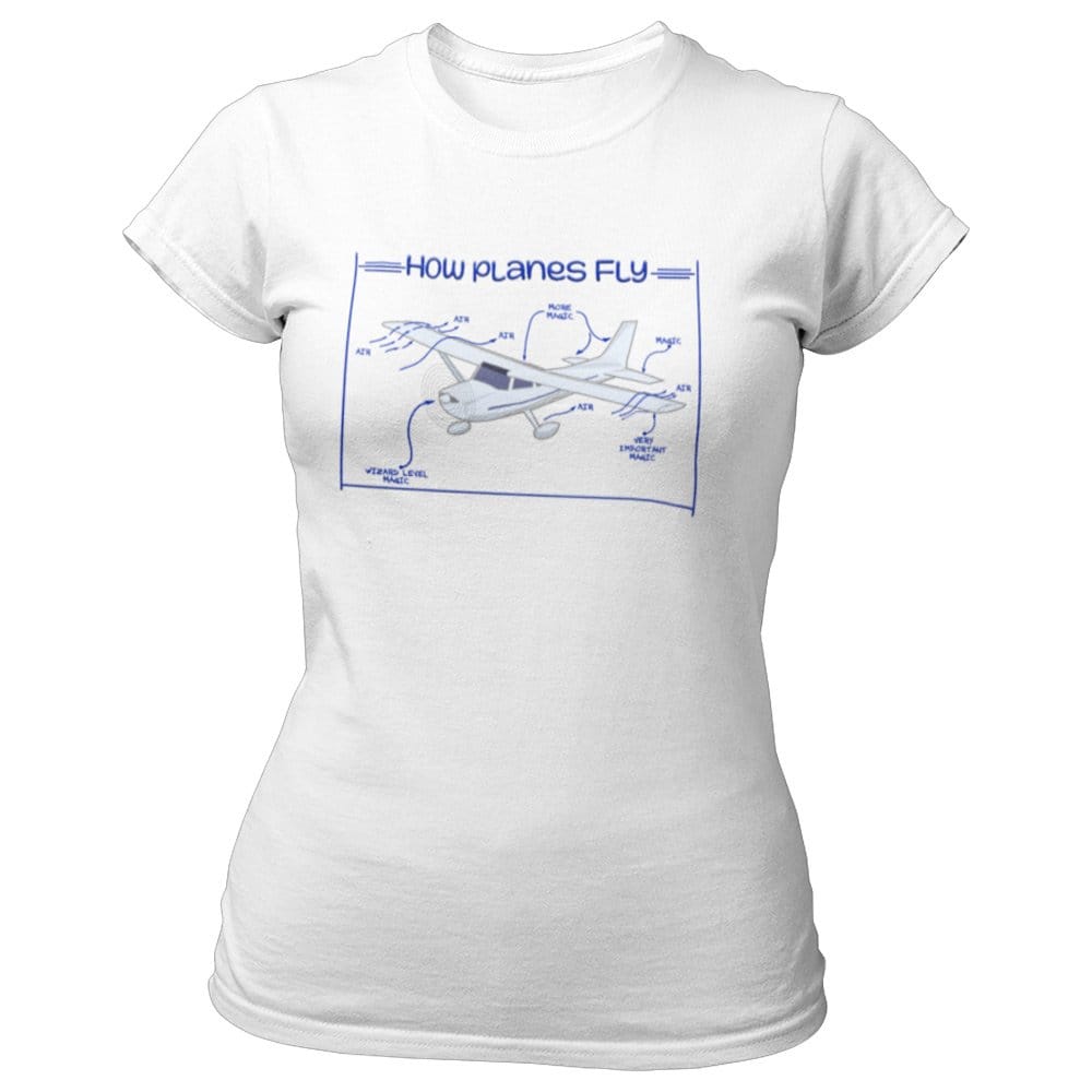 EqualLife Pure Cotton Bio-Washed T-Shirt Chest Printed-Funny Design-How A Plane Flies-by ZingerTees-Women-EL9120335-F