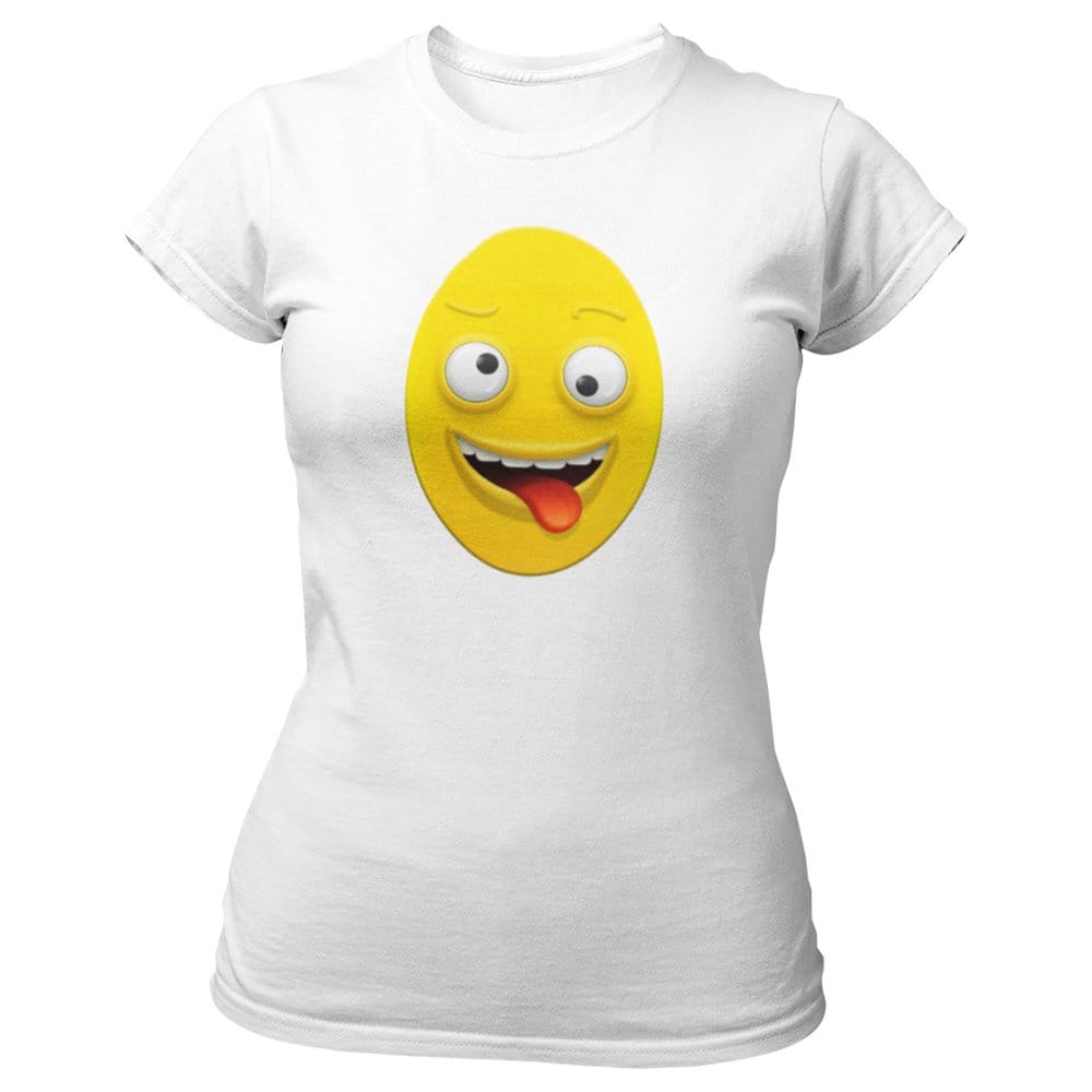 EqualLife Pure Cotton Bio-Washed T-Shirt Chest Printed-Funny Egg head Emoji Design-3-by ZingerTees-Women-EL9120449-F
