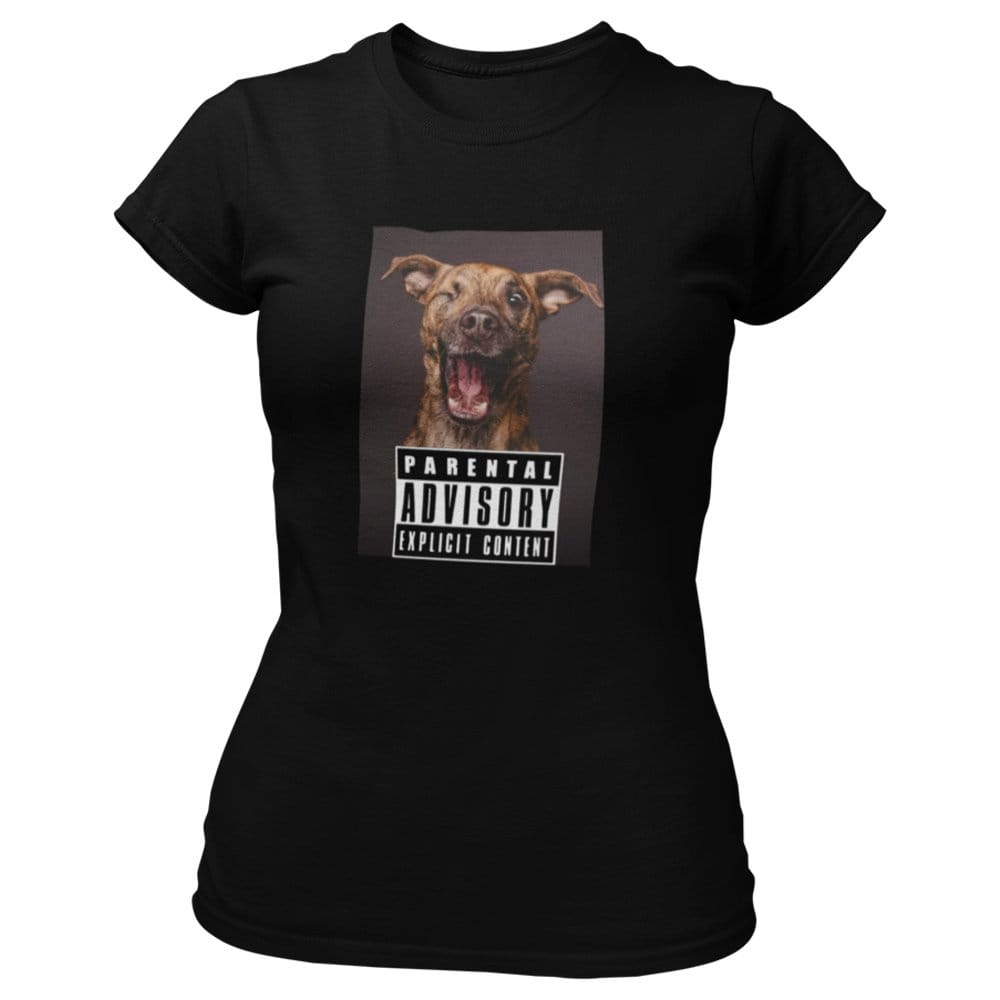 EqualLife Pure Cotton Bio-Washed T-Shirt Chest Printed-Slogan Funny Dog-Parental Advisory-Design-18-by ZingerTees-Women-EL9120469-F