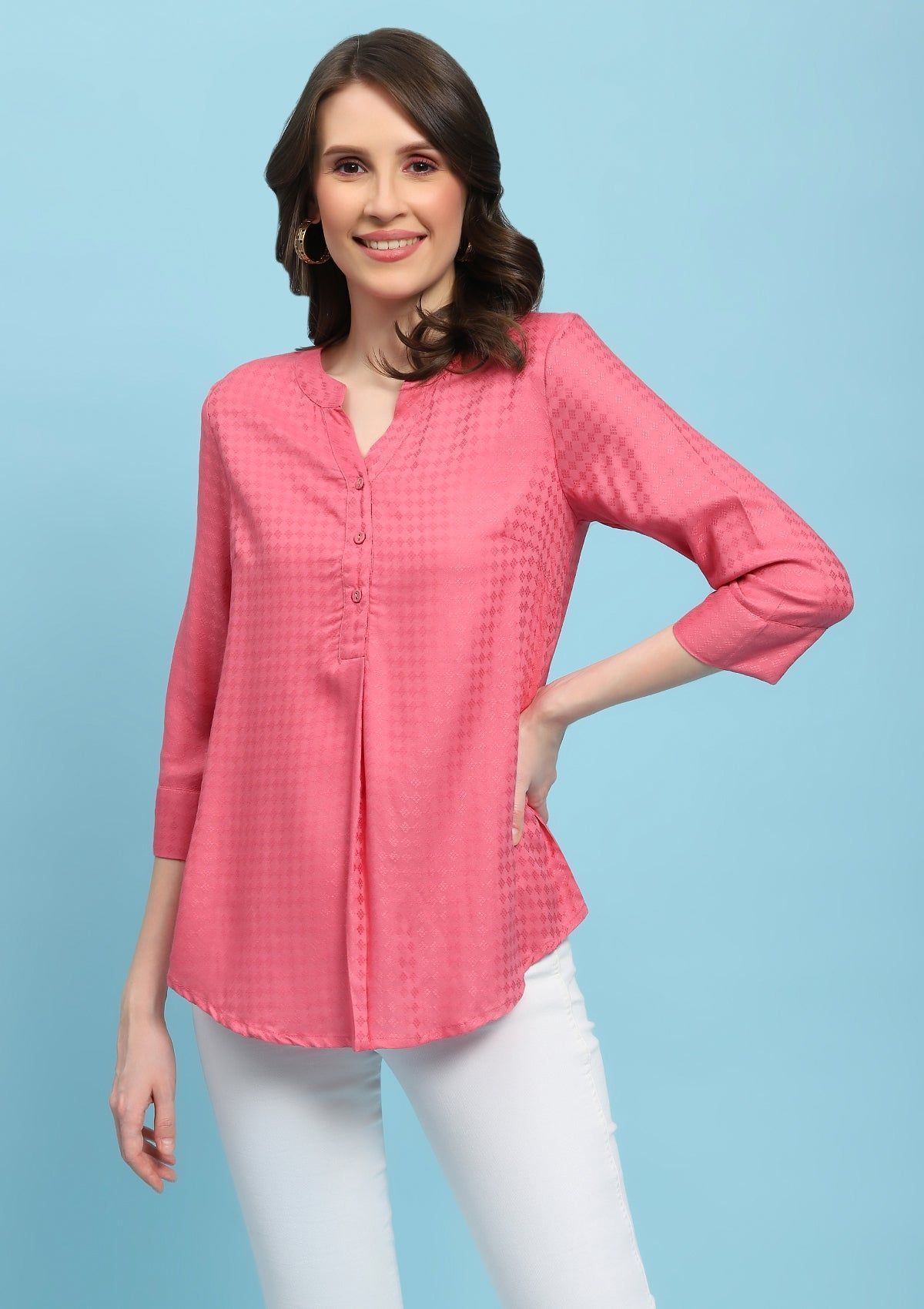 Rayon Dobby Solid Women's Shirt - Dark Pink