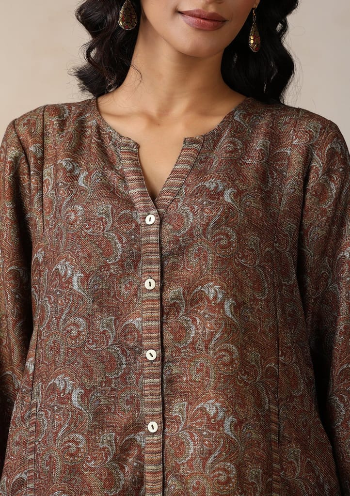 HOC Crafts Pashmina Printed Women's 2 PC Co-ord Set - Light Yellow